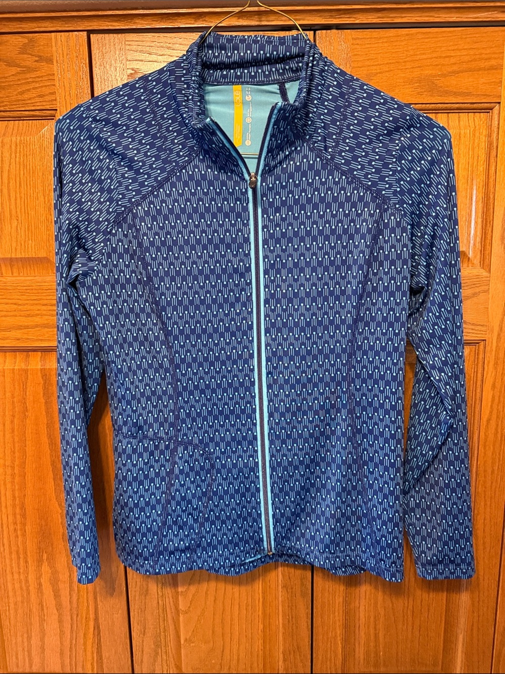 Lole Navy Blue Geometric Zip-Up Utility Jacket- Large